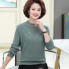 Ropa de Otoño e Invierno para Madre de Manga Larga 40 y 50 Años Cuello Alto Imitación Visón Terciopelo Engrosado Interior Suelto Top Camiseta Base