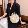 Elegante simples saco de tecido portátil margarida estilo ocidental bolsa de ombro palha tecida popular praia à beira-mar saco das mulheres saco do mensageiro