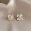 Elegantes y con Estilo Pendientes de Botón de Flor de Perla con Goteo de Aceite, Moda de Lujo Ligero, Pendientes Simples y Versátiles, Únicos Dulces Accesorios para Orejas de Gama Alta