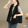 Foto Real de Chaqueta Chaleco de Lino y Algodón de Alta Gama para Mujer Tallas Grandes Primavera y Verano Nuevo Top Holgado Chaleco
