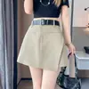 Falda Irregular Color Caqui para Mujeres Menudas Primavera y Otoño 2026 Nueva Falda Pantalón Corta Casual de Cintura Alta Corte A