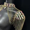 Xale com Corrente de Ombro e Franjas Estilo Europeu e Americano Transfronteiriço, Acessórios Femininos de Alto Padrão, Corrente para Corpo com Strass, Colar de Cristal, Venda Direta da Fábrica