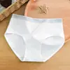 Calcinhas Femininas de Algodão Puro, Cintura Média-Baixa, Cor Sólida Simples, Costuradas em Canelado, Respiráveis, Forro de Algodão Puro na Virilha, Para Meninas Estudantes, de Algodão Puro