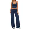 Nuevo Estilo Tela Tipo Seda 4 Colores Sujetador Deportivo de Cuello Halter y Pantalones de Yoga Sueltos Conjunto de Yoga para Fitness Yoga