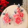 Venta al por mayor del fabricante Pin de flor rosa de terciopelo de imitación Accesorios para el cabello estilo Tang Accesorios para el cabello de novia Cara de caballo Falda Accesorios Hanfu Accesorios para el cabello Cheongsam