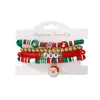 Pulsera de Pulsera de Arcilla Suave con Cuentas de Árbol de Navidad Transfronteriza Europea y Americana Set Navideño para Mujer Pulsera Versátil para Regalo de Fiesta