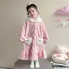 Roupa de casa de flanela espessa de outono e inverno para crianças, camisola de fleece de coral para bebês meninas, pijama novo de estilo longo