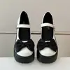 Zapatos Mary Jane con Lazo Tacón Grueso Tacones Altos para Mujer 2025 Nuevo Otoño e Invierno Suela Gruesa Aumentadores Combinación Faldas Planos