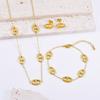 Cadena de Suéter Ovalada de Moda, Collar de Lujo Ligero de Gama Alta, Aretes de Set de Nariz de Cerdo, Pulsera Versátil, Acero Inoxidable
