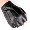 Nuevos guantes de cuero de medio dedo con tres bandas para hombre, cuero PU, moda para mujer de discoteca, actuación, hip hop, guantes de baile