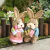 Enfeites de Coelho Animal Tecidos em Palha para Decorar Cantos de Plantas de Jardim de Infância, Exposições de Jardim, Cenários de Janela e Adereços para Arranjos Externos