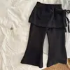Nuevos Pantalones de Niña con Lazos Laterales para Primavera y Otoño, Pantalones de Niña Tipo Dos Piezas con Campana, Pantalones Elásticos de Color Sólido para Niñas