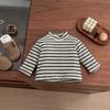 Camiseta Base de Terciopelo para Bebé Otoño e Invierno 2025 Nuevo Estilo Rayada de Manga Larga Acolchada Ropa Cálida para Bebés Niños y Niñas