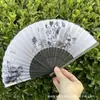 Leque Dobrável Estilo Antigo Transfronteiriço para o Verão, Estilo Chinês, Hanfu, Cheongsam, Leque Pequeno Dobrável de Bambu Portátil para Mulheres