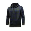 Cárdigan con capucha para hombre de otoño e invierno, sudadera con capucha, forro polar a cuadros, bloques de color, ajuste slim, chaqueta de manga larga, ropa para hombre