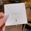 Collar cuadrado pequeño de circón ultrabrillante estilo coreano para mujer, lujo ligero, elegante, cadena para clavícula de acero de titanio de alta gama, venta al por mayor