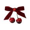Simulación Cereza Terciopelo Lazo Horquilla Linda Nueva Combinable Dulce Pedrería Elegante Lateral Flequillo de Niña
