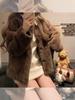 Vestido Chaleco de Lana Reductor de Edad con Cuello de Muñeca Emocional para Niña Otoño Invierno Vestido Blanco a Cuadros con Falda Interior