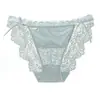 Bragas sexy de encaje para mujer estilo europeo y americano con encaje de pestañas, decoración de cinta de lazo de doble cara, bragas sexys de tiro bajo