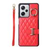 Venta al por mayor aplicable red mi note12Pro Funda de cuero con tarjetero de anillo a cuadros note11S bandolera funda protectora para mujer