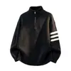 Suéter de malha com zíper e gola alta para outono e inverno para homens, camisa base de malha grossa para adolescentes, roupa de camada interna quente para meninos