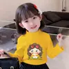 Camisetas de Manga Longa com Gola Alta Meia-Estação Outono/Inverno para Meninas, Camisetas Básicas para Crianças e Bebês, Tops de Veludo Modernos e Fofos