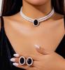 Colar de pérolas clavícula cadeia incrustada de diamantes olho de gato cruz oval distintiva longa pérola estilo francês colar retrô para mulheres