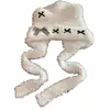 Gorro de peluche con lazo de orejas de oso para mujer, a prueba de viento, resistente al frío, protege los oídos, cálido, con doble cordón, lindo