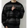 Suéter Rayado Color-Block de Moda Unisex Versátil Otoño Invierno Nueva Marca de Moda Cuello Redondo Pulóver Top de Punto Retro