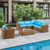 Sofá de exterior, balcón exterior de patio, silla de ratán para villa, combinación de ratán individual, muebles de jardín de ocio con protección solar para terraza