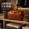 Bolsa Cosmética Impermeable de Cuero, Multifuncional, Bolsa de Almacenamiento de Artículos de Tocador para Viaje Colgable, Bolsa de Almacenamiento Organizadora Portátil para Artículos Varios Resistente al Aceite