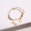 Pulsera de Diseño Nicho Estilo Coreano ins Conejo Cuadrado Marca Pulsera para Mujer Acero Titanio Chapado en Oro de 18K Color Libre Combinable Pulsera de Moda