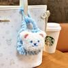 Porta-moedas Chaveiro Pingente Urso de Pelúcia Fofo Bolsa Criativa para Fone de Ouvido Mini Bolsa de Armazenamento Pequeno Presente