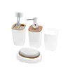 Conjunto de Quatro Peças para Banheiro Bandeja Frasco de Sabão Porta-Copo de Dente Conjunto de Boca de Frasco Líquido Conjunto de Acessórios para Banheiro Lavatório Atacado