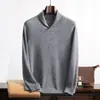 Suéter liso de cachemira estilo 2026 para hombre con cuello de fruta verde, suéter de punto holgado estilo coreano, suéter cálido