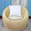 Cadeira de lazer preguiçosa de Rattan para hotéis e pousadas, assento individual de vime natural trançado à mão para espaços pequenos