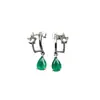 Venta al por mayor de fábrica Populares Pendientes de Esmeralda Natural Plata S925 Incrustados Piedra Principal 5*7 Joyería de Lujo Venta Directa de Fábrica