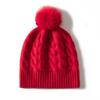 Gorro de cachemira para mujer, otoño e invierno, tejido engrosado, color sólido, bola de lana de moda, gorro de punto de lana, 2024