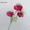 3 garfos 3 cabeças simulação Nigella Damascena Crisântemo Persa Flor de Seda Cerimônia de Casamento Salão de Casamento Caminho Arranjo de Flores Decoração Flor Falsa Material de Flor Artificial