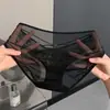 Sussurro Nebuloso~Calcinha de Renda Estilo Francês Desejo Puro, Sexy Vazada em Malha Respirável com Forro 100% Algodão, Calcinha Triângulo Feminina
