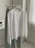 Camisa de Encaje Cortado 3D Cuello Redondo para Mujer Otoño Nueva Artística Retro Linterna Manga Larga Camisa Cardigan de Algodón Puro