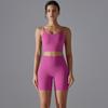 Pantalones cortos ajustados de cintura alta que realzan la cadera, sujetador deportivo con espalda hermosa, ropa de yoga transpirable y de secado rápido para mujer