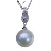 Collar con Colgante de Perla Genuina de Agua Dulce con Broche Universal Montura en Blanco de Plata de Ley S925 Accesorios Colgante de Collar Hecho a Mano DIY