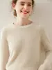 Suéter de Gola Redonda 100% Caxemira Outono e Inverno Novo Feminino Solto com Efeito Emagrecedor Camisa Base Suéter de Gola Alta Curto Versátil