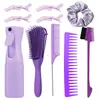 Conjunto de Pentes para Cabeleireiro Transfronteiriço para Uso Doméstico: Pente de Oito Garras, Pente de Dentes Largos, Pente para Mechas, Escova para Sobrancelhas, Pente para Desfiar, Frasco Borrifador, Prendedor de Cabelo, Elástico de Cabelo