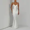 Vestido de sirena de ajuste slim de Amazon INS, vestido strapless minimalista de color liso estilo Ins con forma de corazón