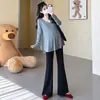 Nuevo Conjunto de Maternidad Coreano Otoño 2026: Top Holgado Cola de Pescado Cubre Vientre + Pantalones de Campana