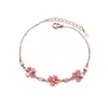 Pulseira de Trevo de Quatro Folhas Feminina Prata 925 Esterlina Coração Cristal Rosa Branco Doce Design de Nicho Ins Estilo Distinto Joia de Mão para Namorada