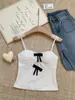 Camisola de Encaje Hueco con Lazo, Cuello en V, Dulce y Picante, Puramente Sexy, Sin Espalda, Adelgazante, Sin Mangas, Top Versátil