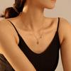 Colar clavicular quadrado pequeno listrado verde malaquita estilo INS banhado a ouro 18K real joia de aço inoxidável retrô de nicho